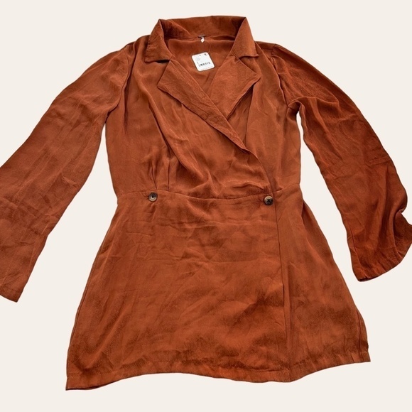 FREE PEOPLE NWT Simone Long Sleeve Blazer/Wrap-Style MiniDress-Cinnamon/LG - Picture 13 of 15